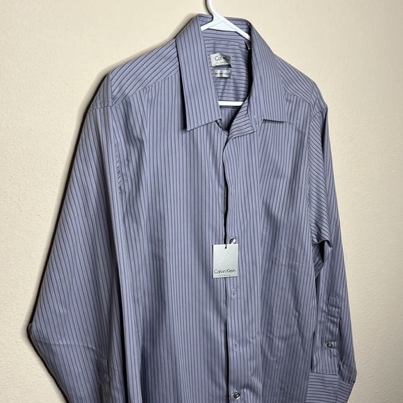 Blue Striped Calvin Klein Dress Shirt - Picture 3 of 7